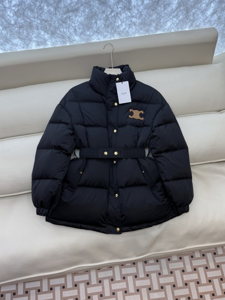 Пуховик Celine з поясом і коміром стійкою фото 3