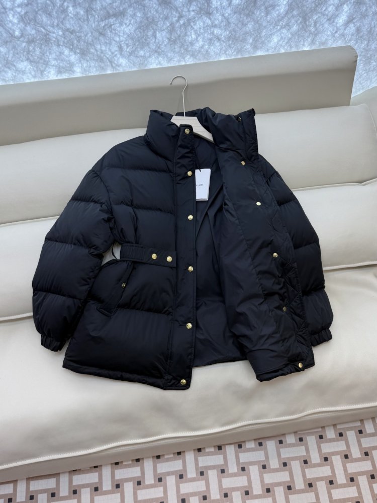 Пуховик Celine з поясом і коміром стійкою фото 5