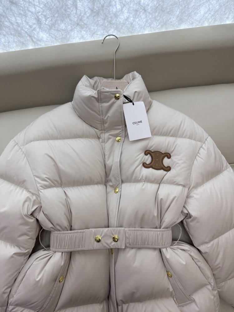 Пуховик Celine с поясом и воротником стойкой фото 6
