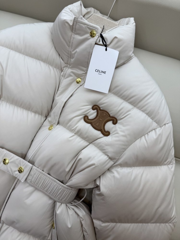 Пуховик Celine с поясом и воротником стойкой фото 7