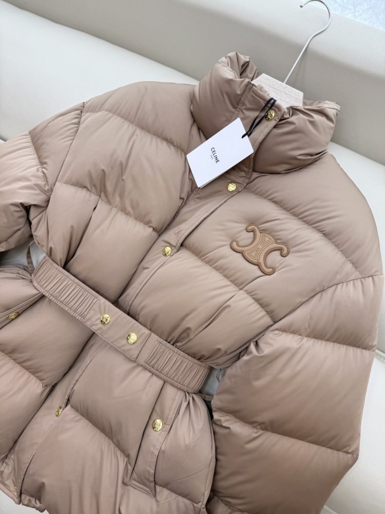 Пуховик Celine с поясом и воротником стойкой фото 7