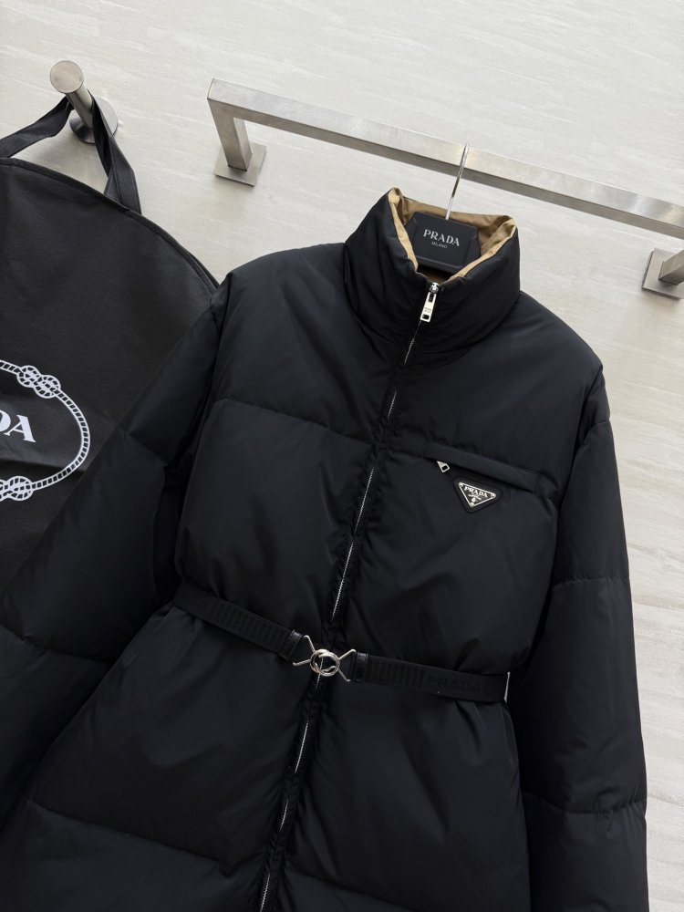 Пуховик средней длины с воротником стойкой фото 2