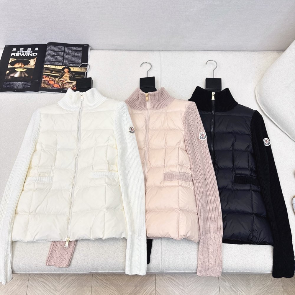 Пуховик женский с шерстяными рукавами