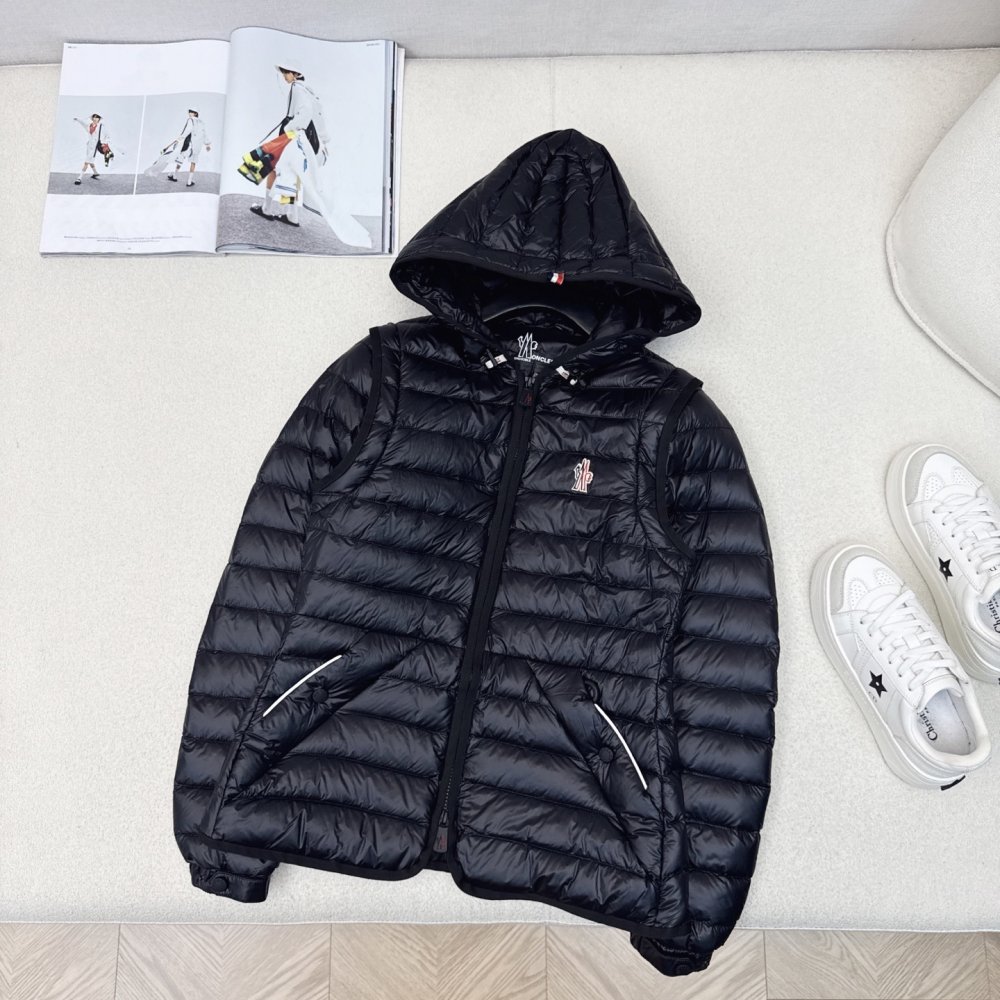 Down jacket female with removable sleeves