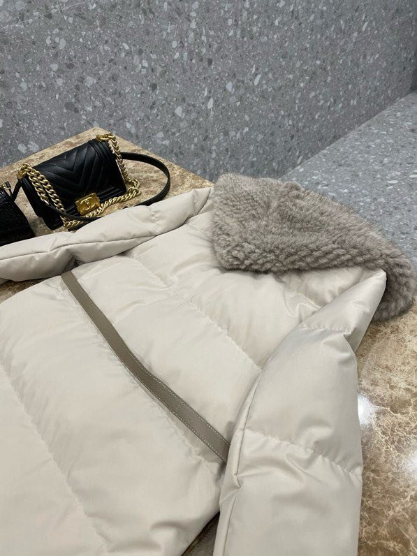 Пуховое пальто с плетением из норки фото 9