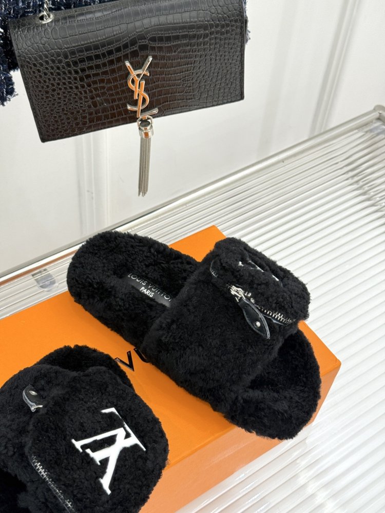 Fluffy fur slippers фото 5