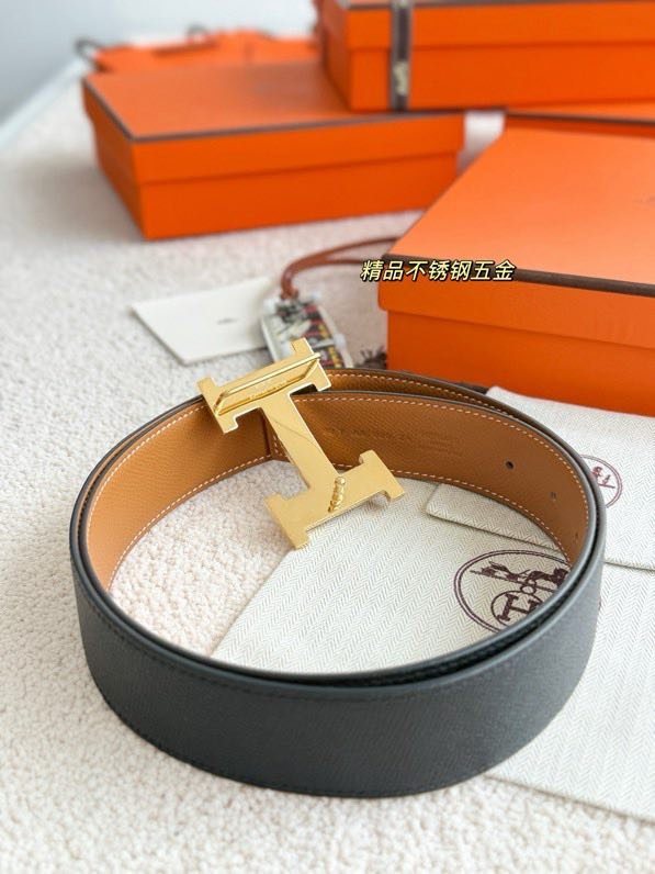 Ремінь двосторонній з шкіри Epsom 3.8 см фото 5