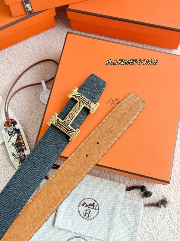 Ремінь двосторонній з шкіри Epsom 3.8 см фото 7