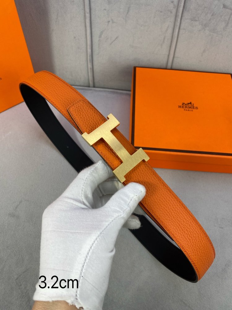 Ремень двусторонний кожаный 3.2 см