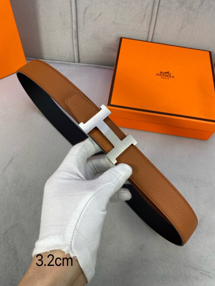 Ремень двусторонний кожаный 3.2 см