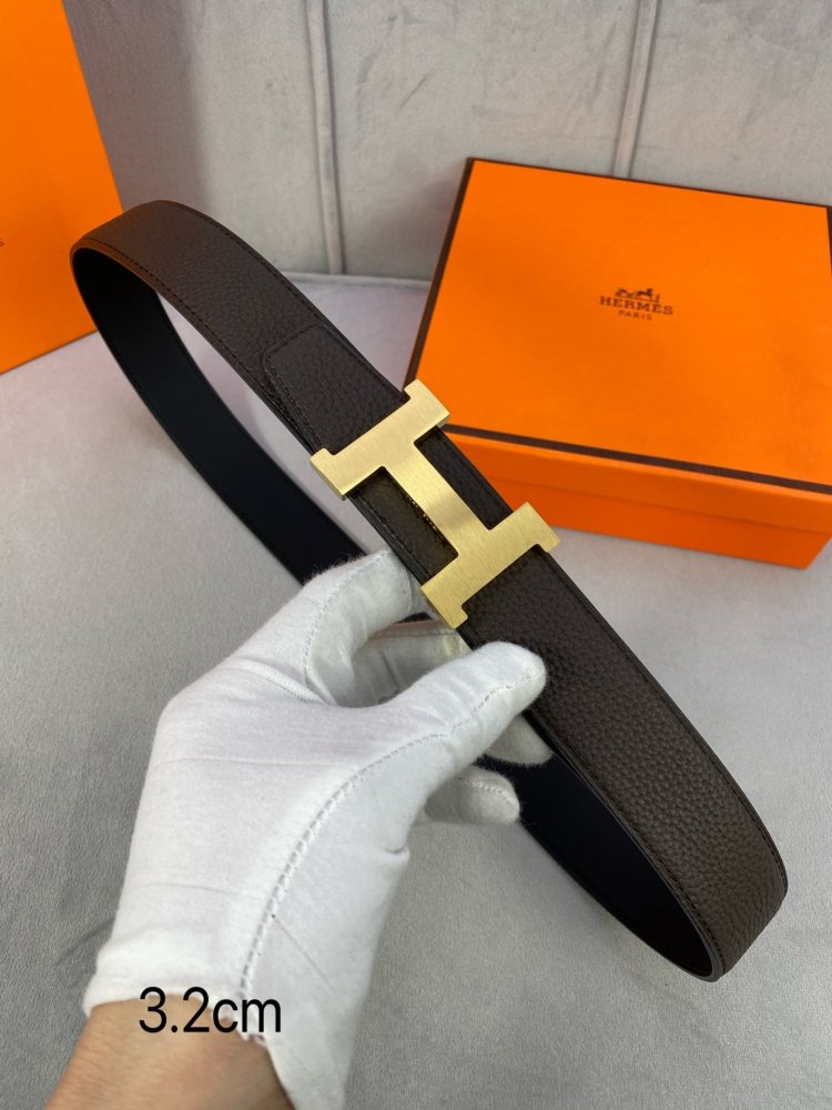 Ремень двусторонний кожаный 3.2 см