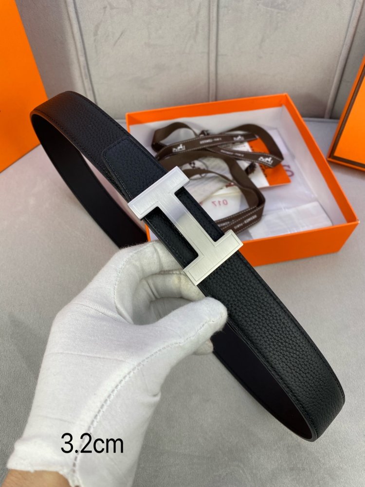 Ремень двусторонний кожаный 3.2 см