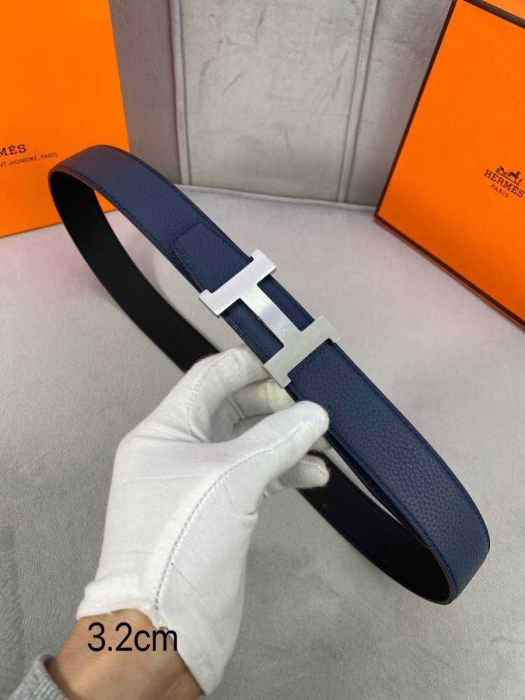 Ремень двусторонний кожаный 3.2 см