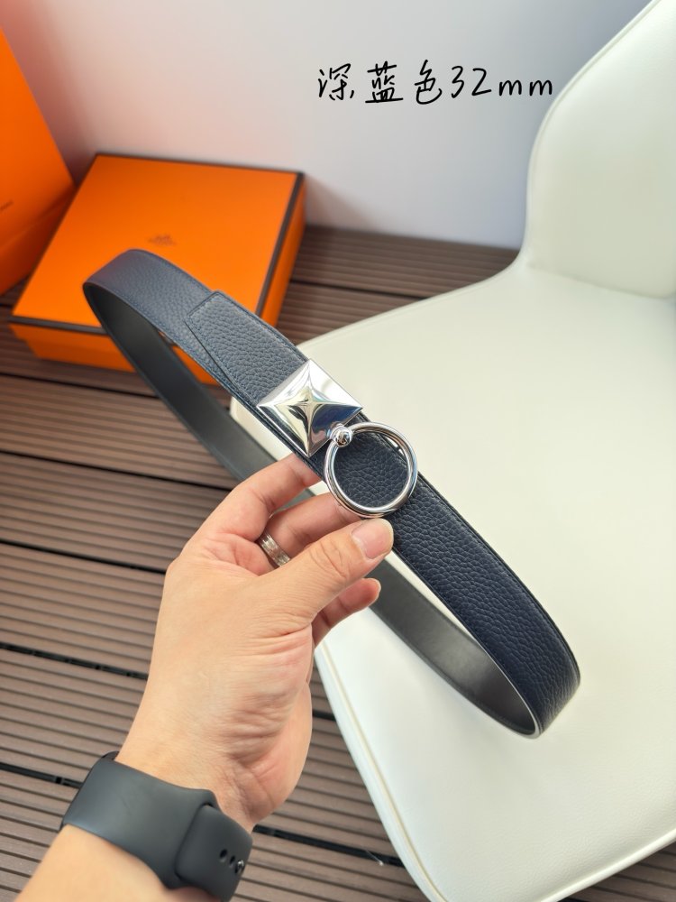 Ремень двусторонний кожаный 3.2 см