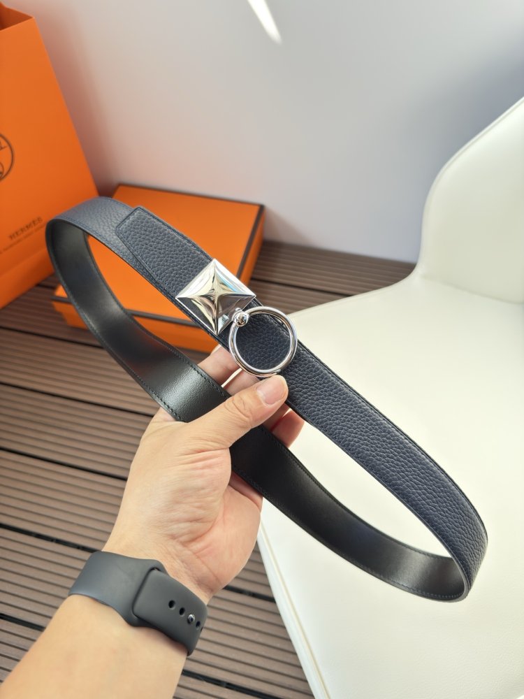 Ремень двусторонний кожаный 3.2 см фото 2