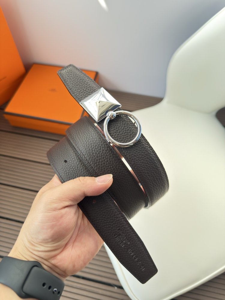 Ремень двусторонний кожаный 3.2 см фото 3