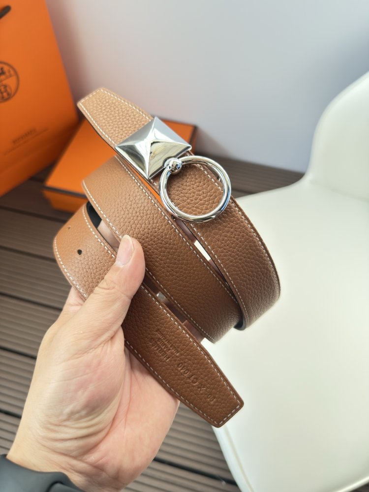 Ремень двусторонний кожаный 3.2 см фото 3