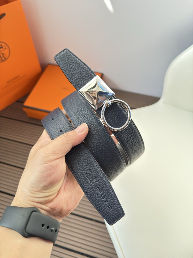 Ремень двусторонний кожаный 3.2 см фото 3