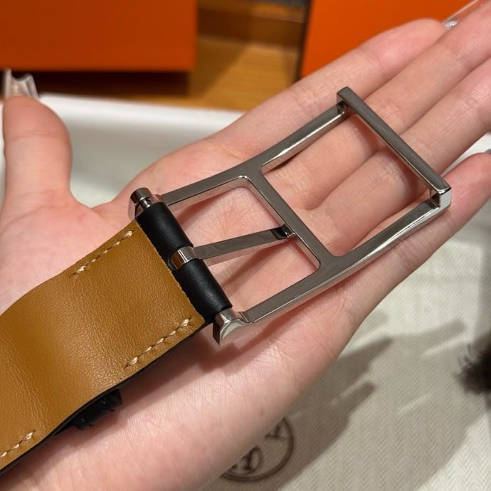 Ремень двусторонний кожаный 3.2 см фото 3