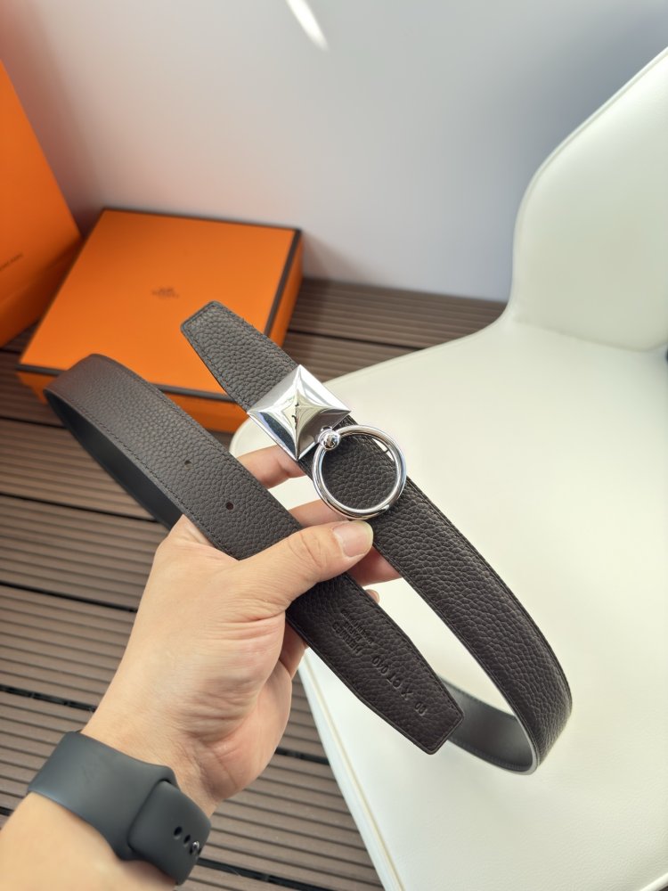 Ремень двусторонний кожаный 3.2 см фото 4