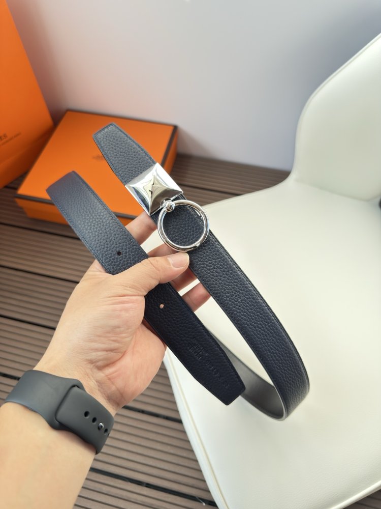 Ремень двусторонний кожаный 3.2 см фото 4