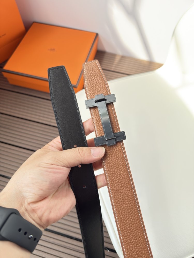 Belt bilateral leather 3.2 cm фото 5