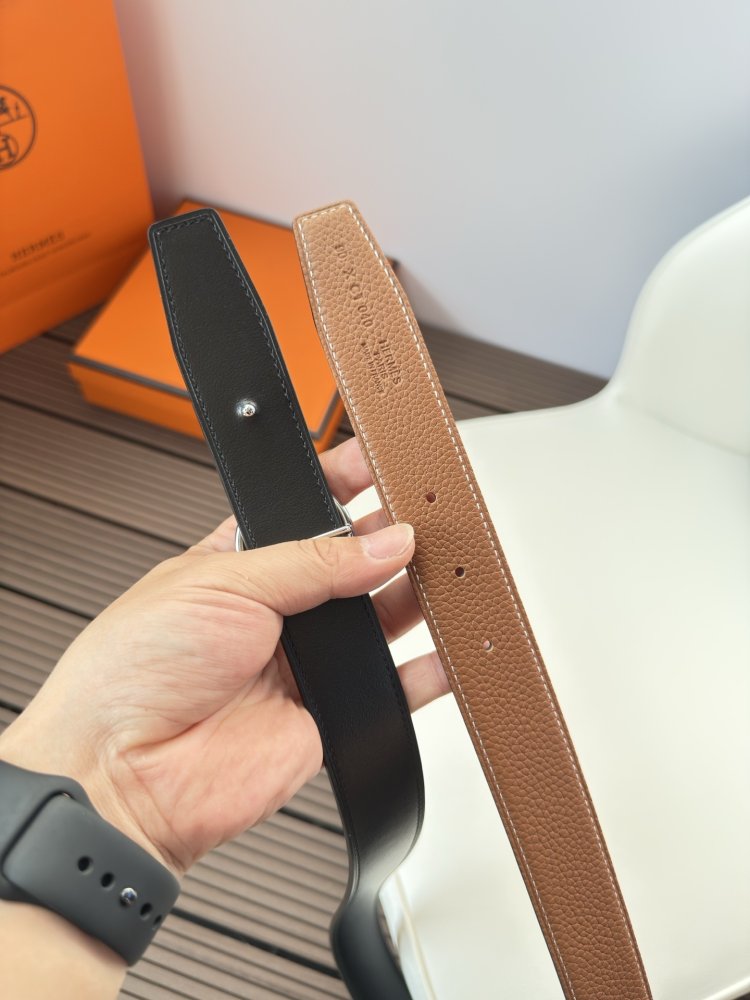 Ремень двусторонний кожаный 3.2 см фото 5