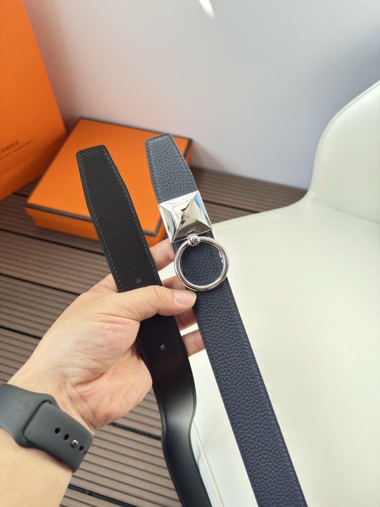 Ремень двусторонний кожаный 3.2 см фото 5