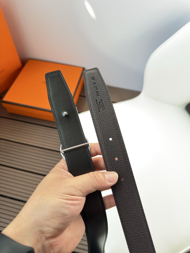 Ремень двусторонний кожаный 3.2 см фото 6