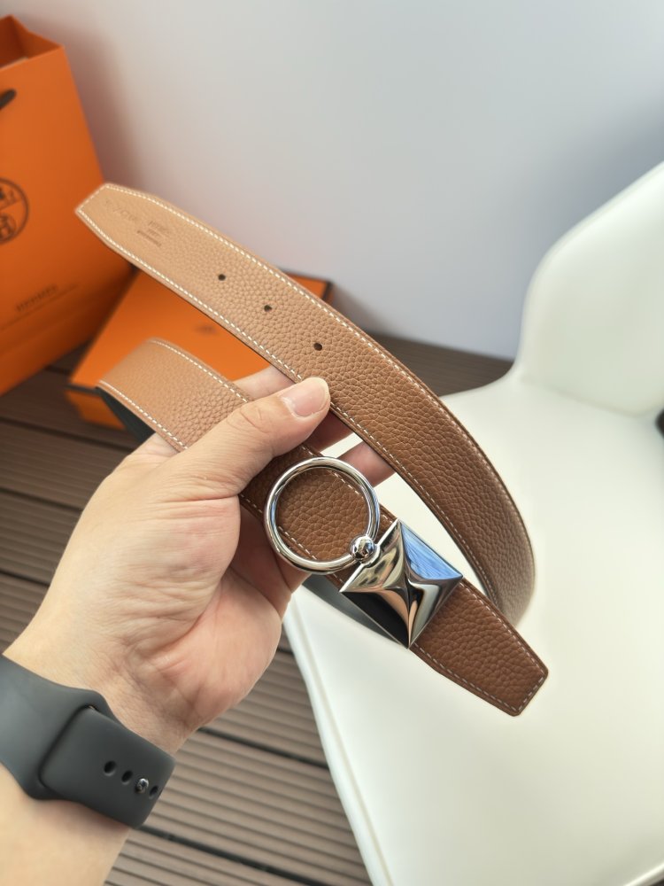 Ремень двусторонний кожаный 3.2 см фото 6