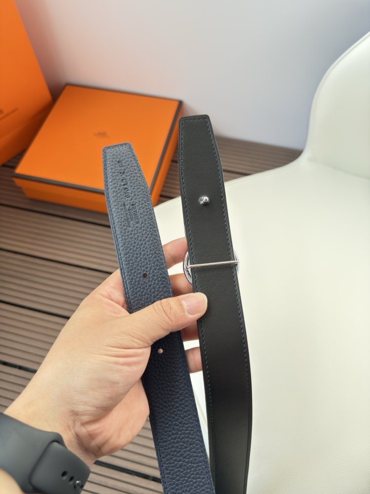 Ремень двусторонний кожаный 3.2 см фото 6