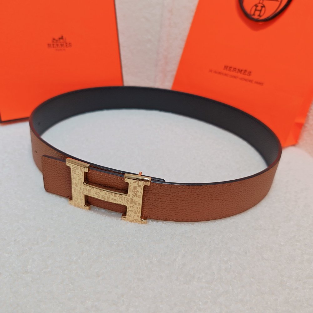 Ремень двусторонний кожаный 4 см