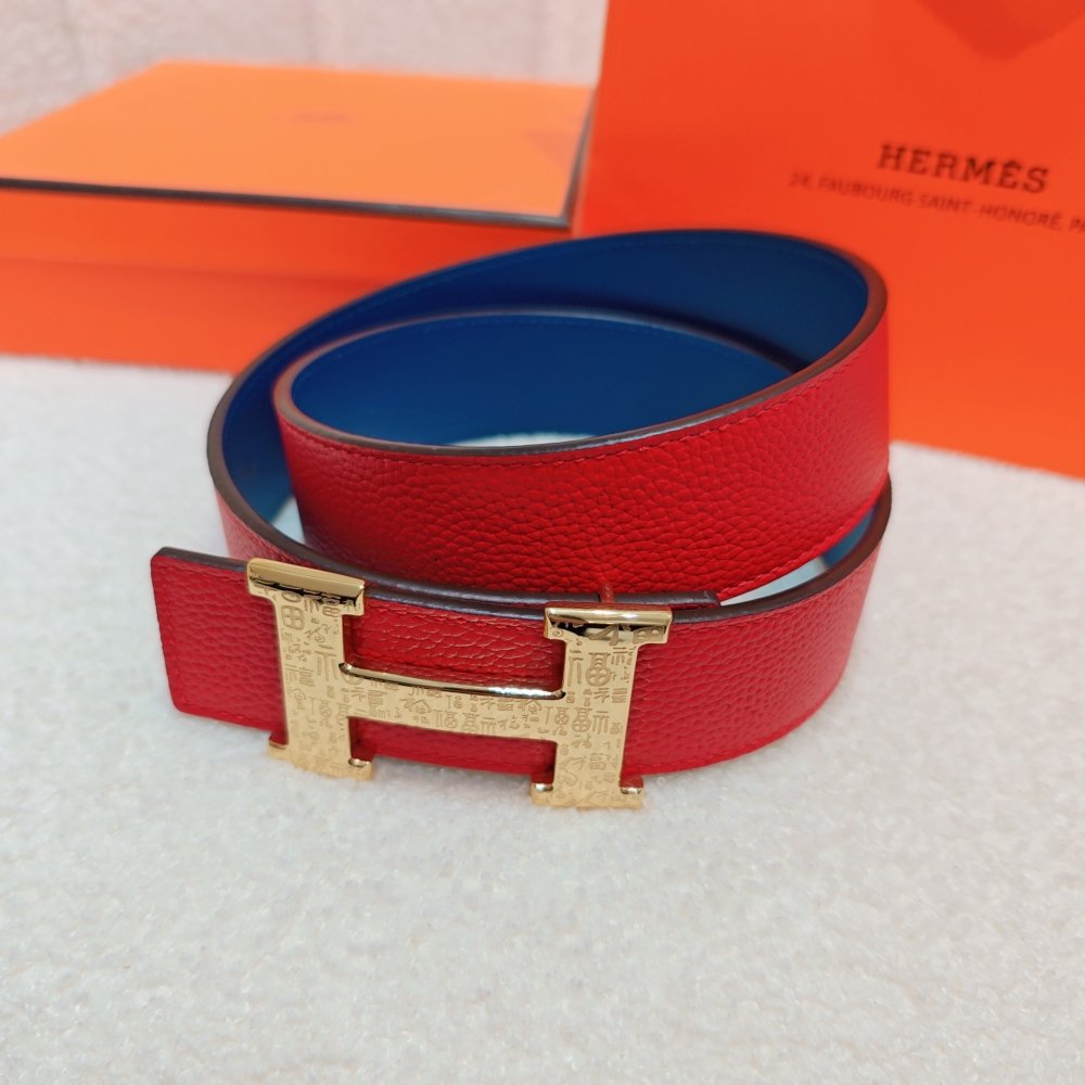 Ремень двусторонний кожаный 4 см фото 2