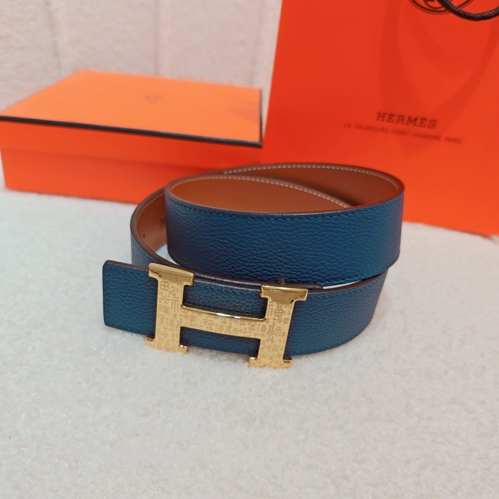 Ремень двусторонний кожаный 4 см фото 2