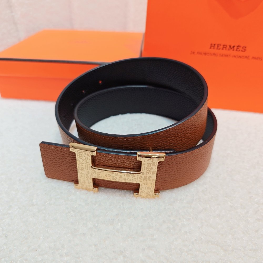 Ремень двусторонний кожаный 4 см фото 2