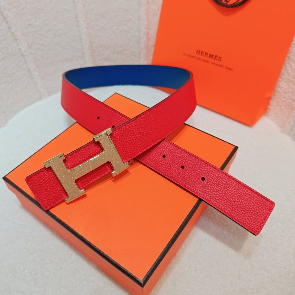 Ремень двусторонний кожаный 4 см фото 3