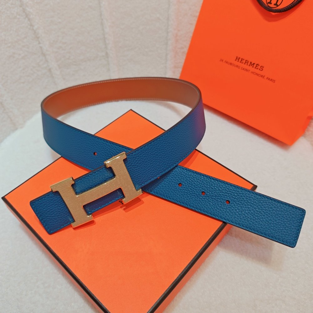 Ремень двусторонний кожаный 4 см фото 3