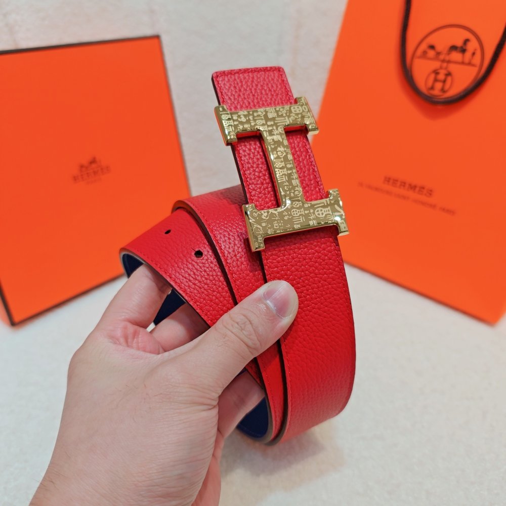 Ремень двусторонний кожаный 4 см фото 4