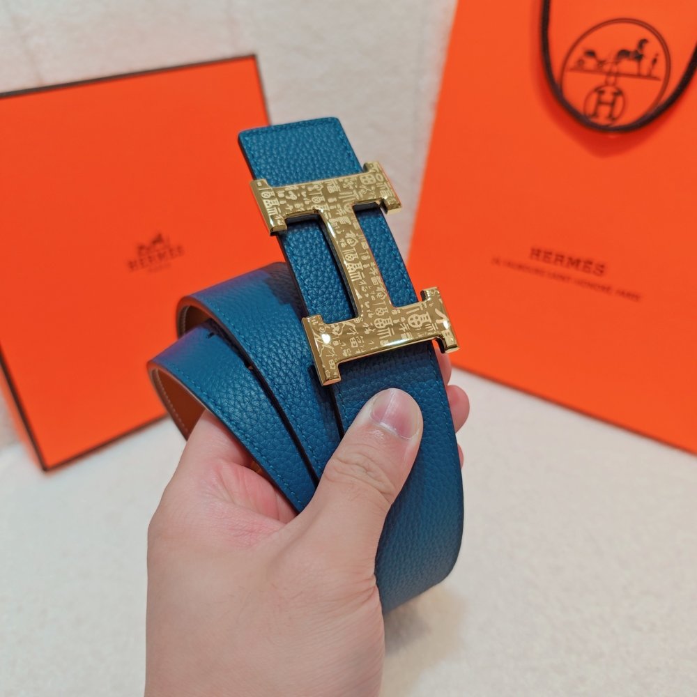 Ремень двусторонний кожаный 4 см фото 4