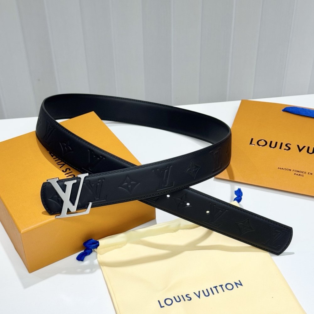 Ремень LV Dimension кожаный 4 см фото 2