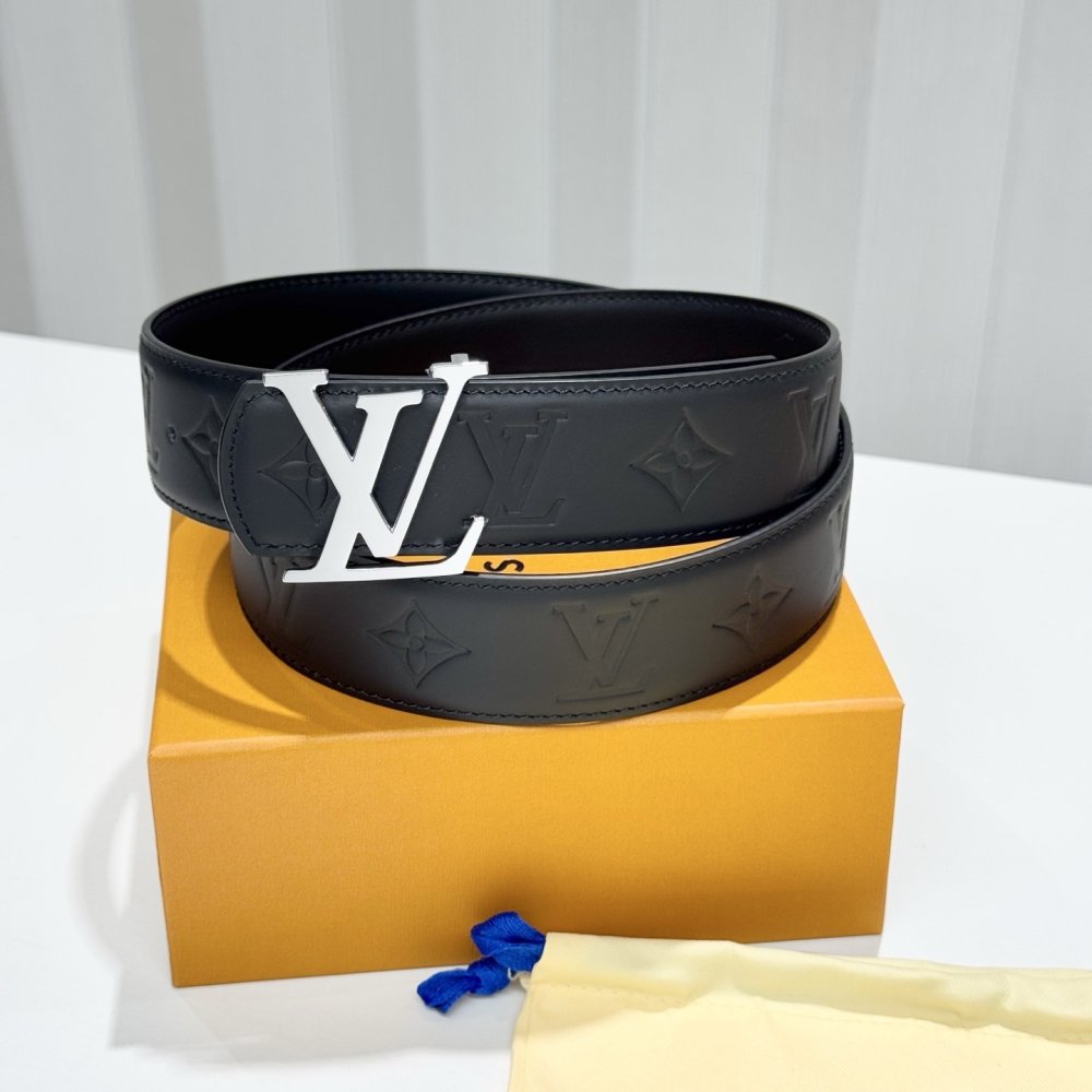 Ремень LV Dimension кожаный 4 см фото 3