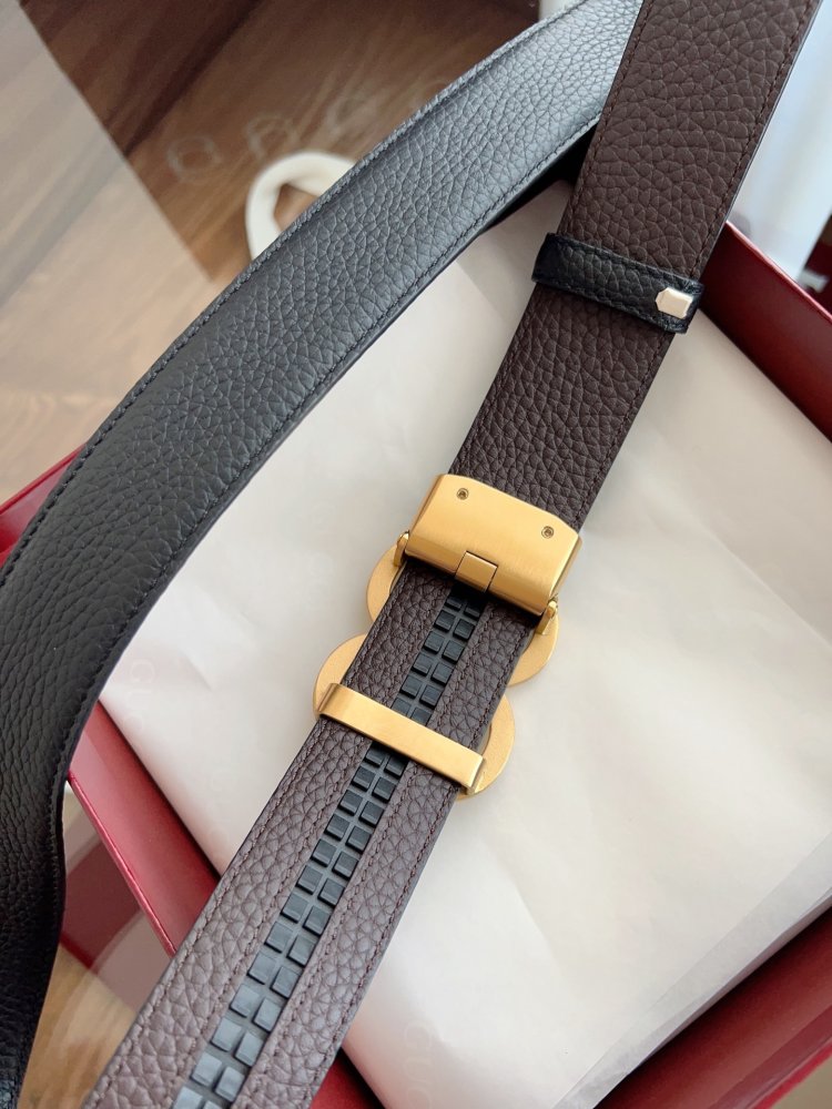 Belt male leather 3.5 cm фото 7