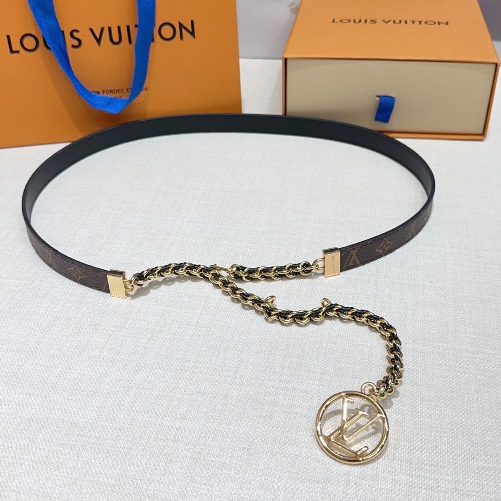 Ремень с цепочкой женский кожаный 2 см