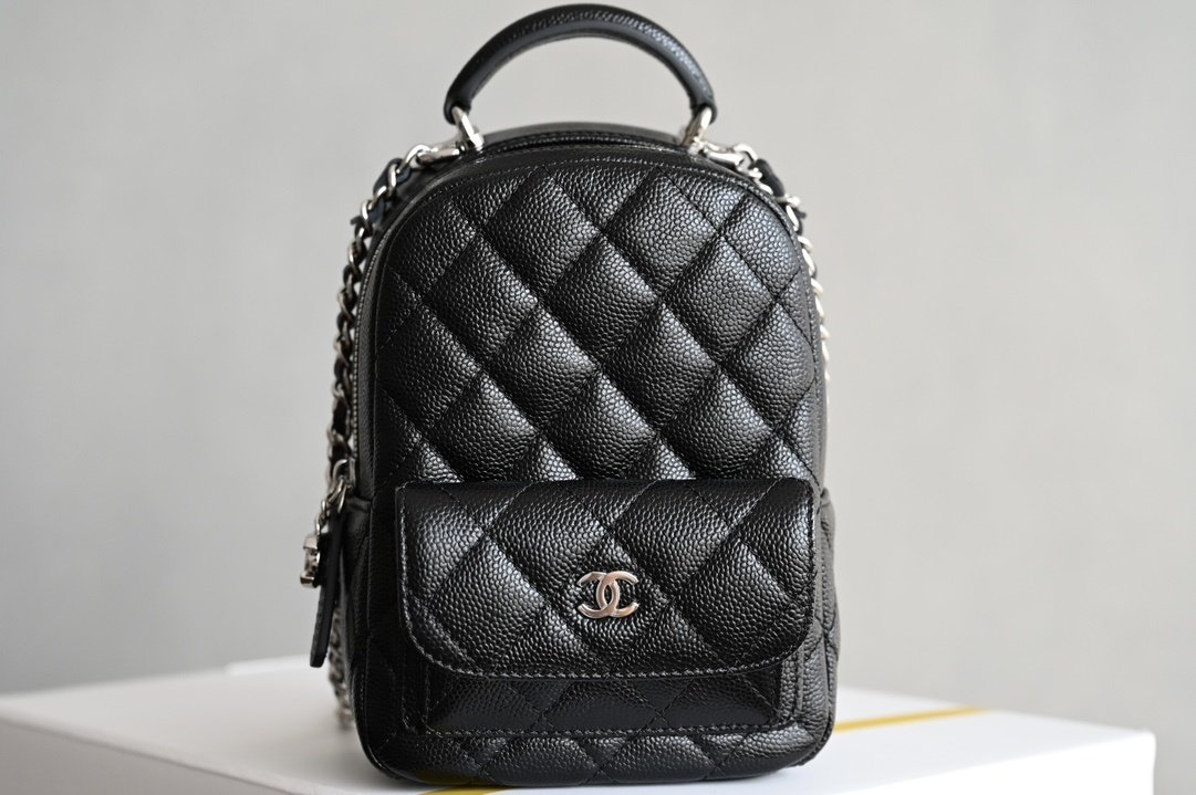 Backpack Chanel 24P Silver Mini leather female