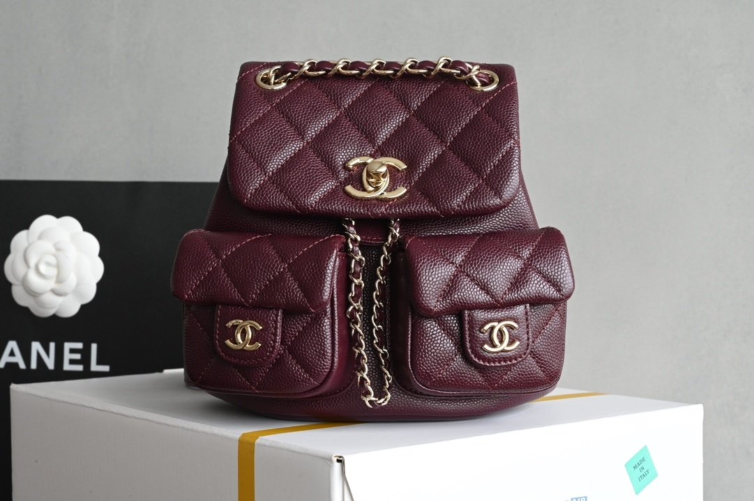 Рюкзак кожаный женский Chanel 24A 17 см