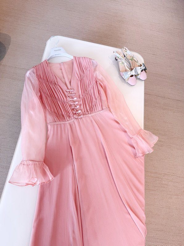 Pink silk dress фото 6