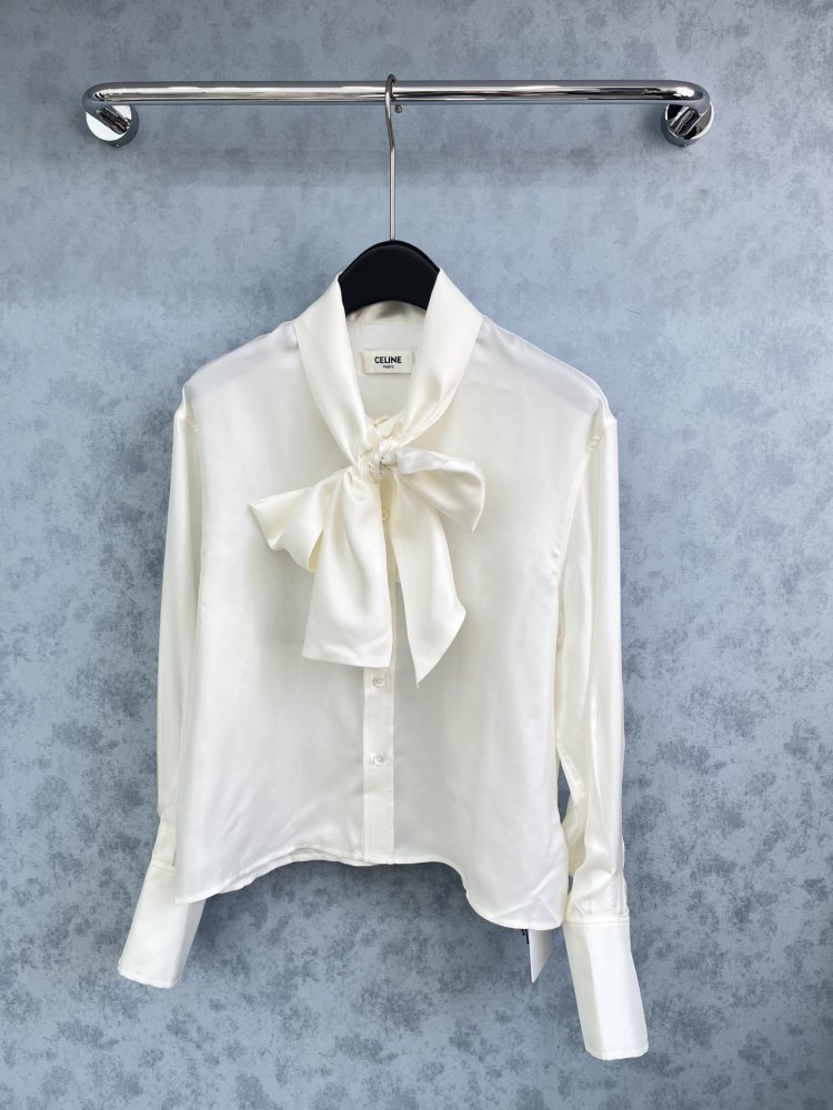 Рубашка шелковая женская с бантом