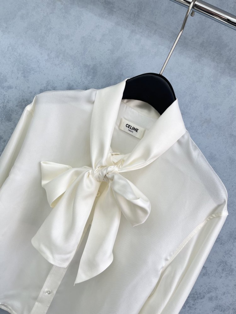 Рубашка шелковая женская с бантом фото 3