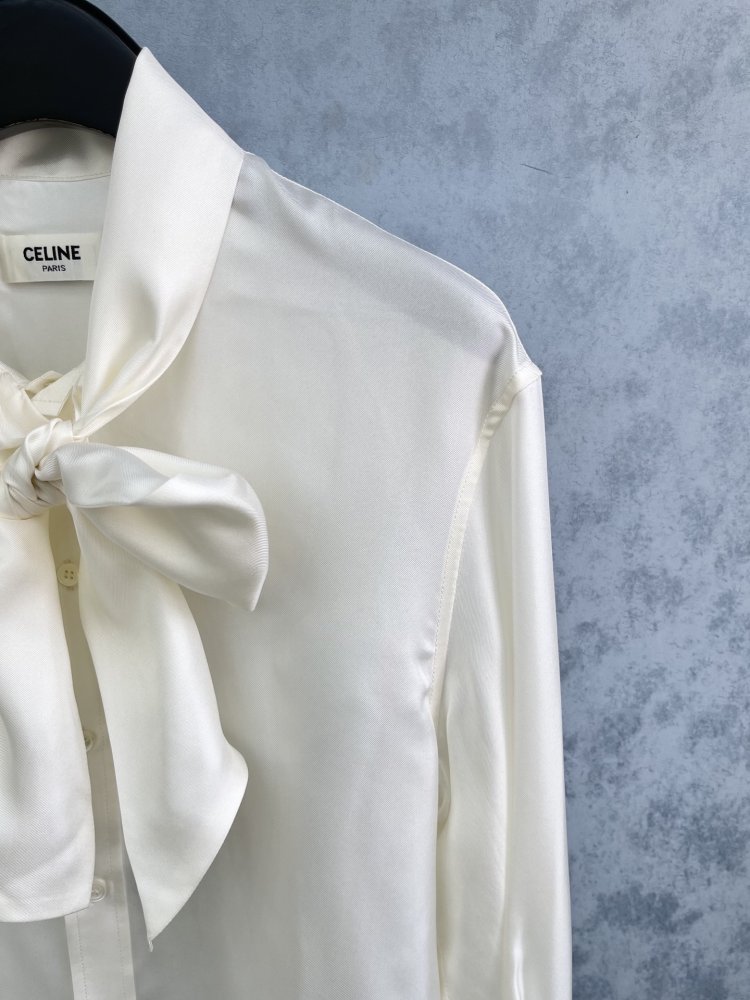 Рубашка шелковая женская с бантом фото 4