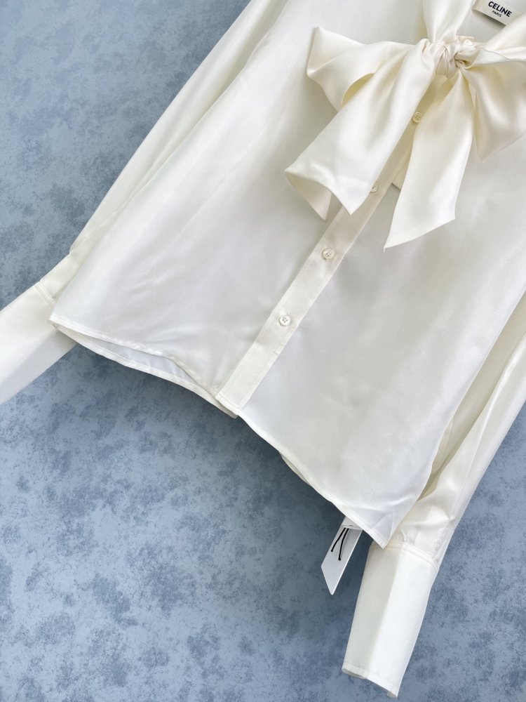 Рубашка шелковая женская с бантом фото 5